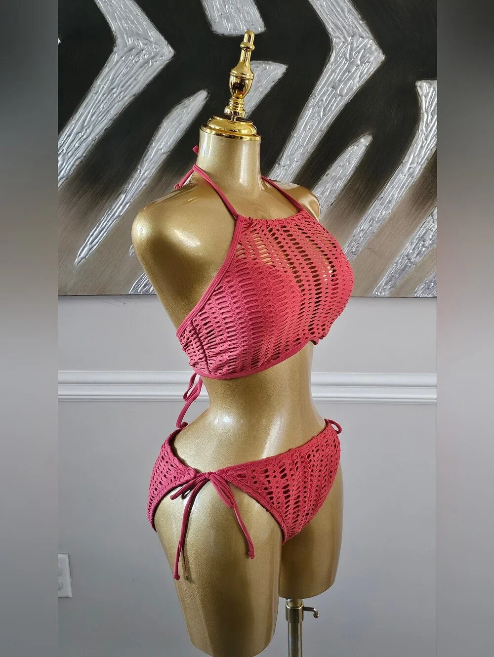 No Boundaries Pink Crochet Bikini Set L/XL